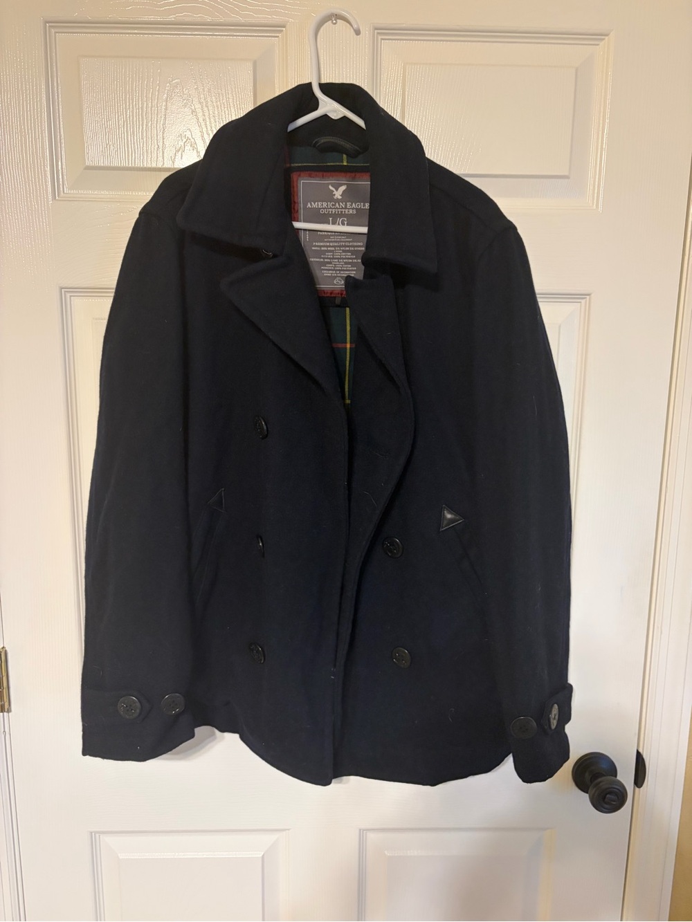 American Eagle Outfitters Navy Double-Breasted Peacoat